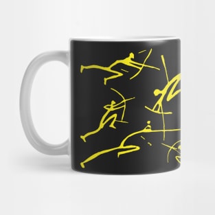 Yellow Bowmen Minimalist Paleolithic Cave Art Bow Fight Mug